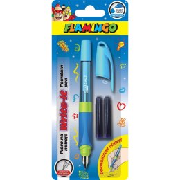 Pióro na naboje Write-it Flamingo niebieskie + 2 naboje Flamingo