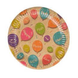 Talerz jednorazowy Arpex papierowy Kraft ballons papier śr. 180mm 12 szt (DC9656F) Arpex