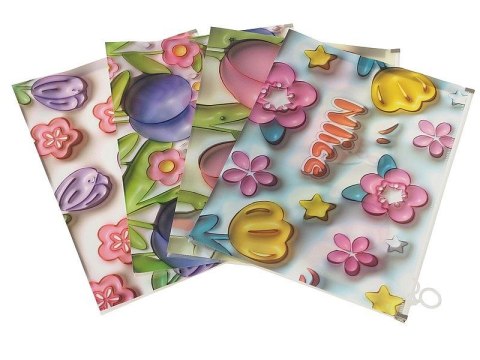 Teczka plastikowa na suwak w kwiaty A4 mix [mm:] 210x297 Adar (601666) Adar
