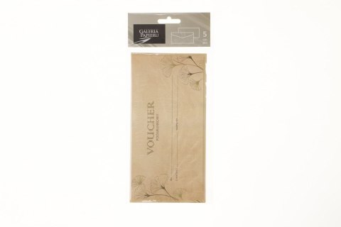 Kartka składana zestaw voucher+koperta, Ginkgo, 5szt. DL [mm:] 99x210 Argo (28#199) Argo