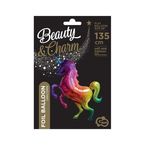 Balon foliowy Jednorożec 135 cm tęczowy 56cal Godan (BF-HJRT) Godan
