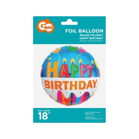 Balon foliowy happy birthday świeczki 18 cali 18cal Godan (FG-O34HBS) Godan