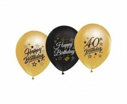 Balon gumowy 40th Birthday czarno złote czarny 300mm 12cal Godan (GP-ZC40) Godan