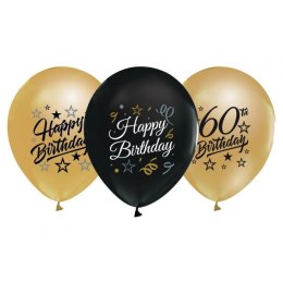 Balon gumowy 60th Birthday czarno złote czarny 300mm 12cal Godan (GP-ZC60) Godan