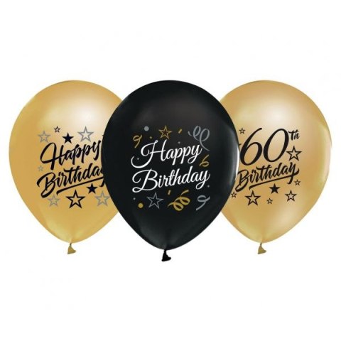 Balon gumowy 60th Birthday czarno złote czarny 300mm 12cal Godan (GP-ZC60) Godan