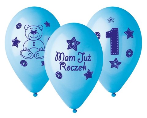Balon gumowy Moje 1 urodziny Moje 1 urodziny niebieska 300mm 12cal Godan (GB-MU1G) Godan