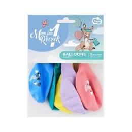 Balon gumowy kolekcja Roczek-Kangurek 5 sztuk pastelowy 5 szt mix 330mm 13cal Godan (GS120/1RKG) Godan