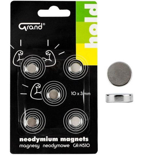 Magnes neodymowy Srebrny śr. 10mm Grand (130-1968) 5 sztuk Grand