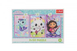 Puzzle Gabby Poznajcie Gabby i kotki 3x50 el. Trefl (34876) Trefl