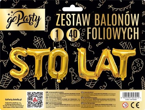Balon foliowy zestaw balonów Sto Lat złoty Antella Antella
