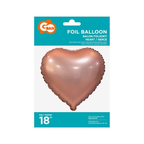 Balon foliowy serca 18 matowe, różowo-złote 18cal Godan (BS-HMRZ) Godan
