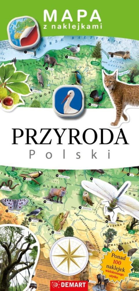Książeczka edukacyjna Mapy z naklejkami. Przyroda Polski Demart Demart