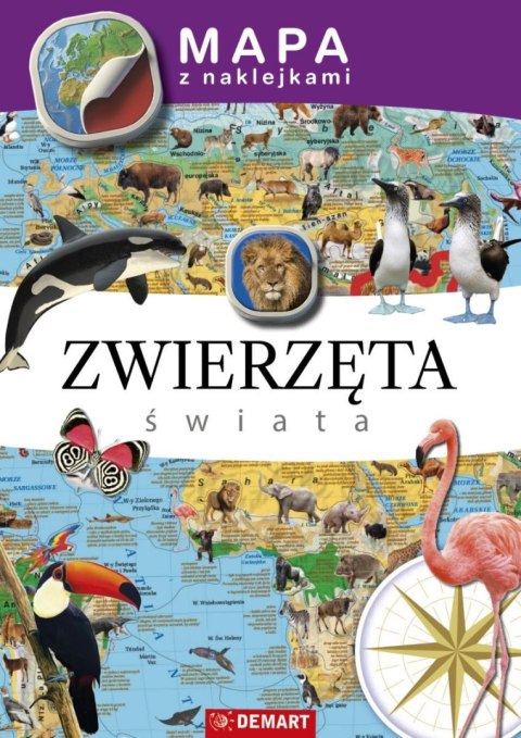 Mapa ścienna Mapy z naklejkami. Zwierzęta świata Demart Demart