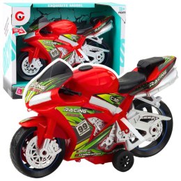 Motocykl Wyścigowy Ścigacz Napęd Światła Dźwięki Czerwony Lean (24211) Lean