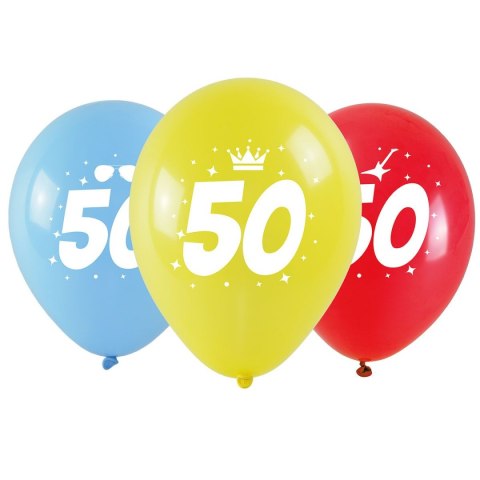 Balon gumowy z nadrukiem cyferki - 50 (3 szt.) mix 280mm Arpex (KB2020-50-9944) Arpex