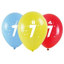 Balon gumowy z nadrukiem cyferki - 7 (3 szt.) mix 280mm Arpex (KB1962-7-9944) Arpex