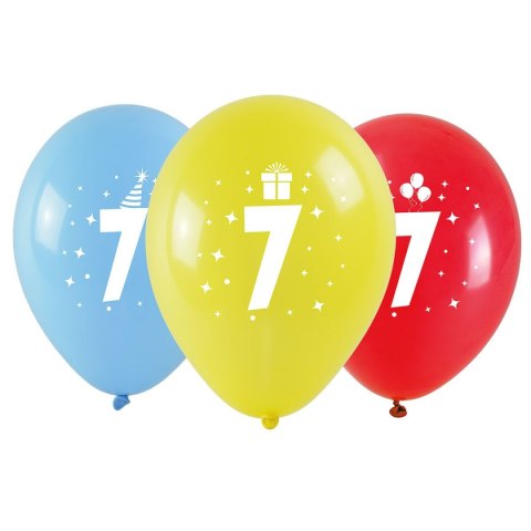 Balon gumowy z nadrukiem cyferki - 7 (3 szt.) mix 280mm Arpex (KB1962-7-9944) Arpex