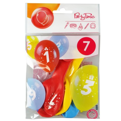 Balon gumowy z nadrukiem cyferki - 7 (3 szt.) mix 280mm Arpex (KB1962-7-9944) Arpex