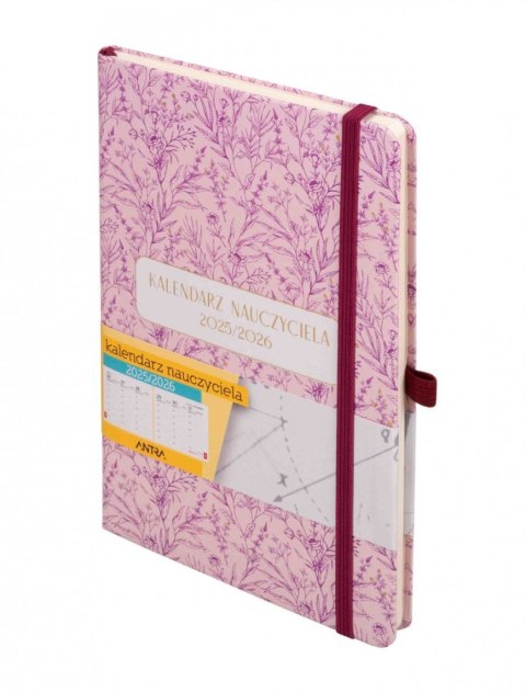 Kalendarz książkowy (terminarz) Nauczyciela kwiaty A5 Antra (2025/2026) Antra