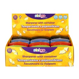 Temperówka z pojemnikiem na 3 grubości oł.i kredek mix plastikowa Strigo (SSC386) Strigo