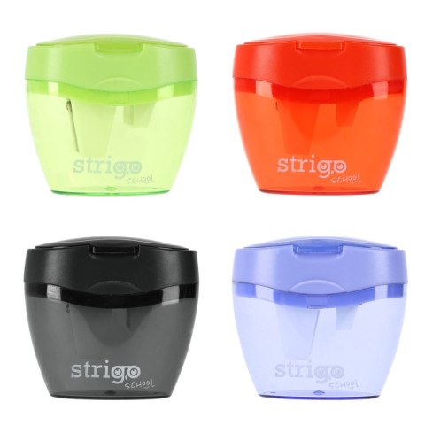 Temperówka z pojemnikiem na 3 grubości oł.i kredek mix plastikowa Strigo (SSC386) Strigo