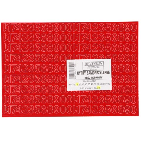 Cyfry samoprzylepne czerwone Farro Farro