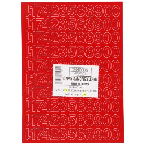Cyfry samoprzylepne czerwone Farro Farro