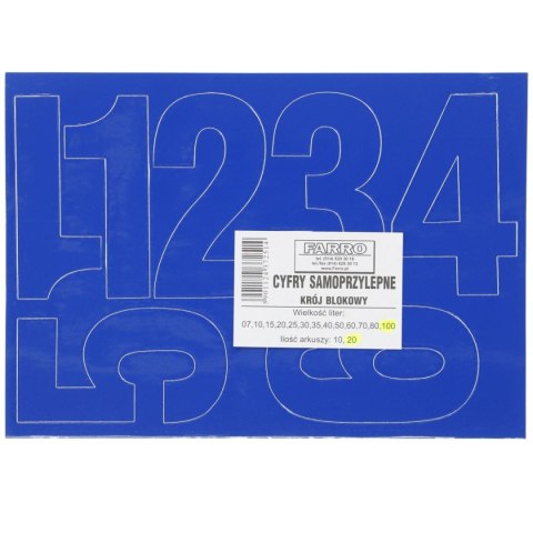 Cyfry samoprzylepne niebieskie Farro Farro