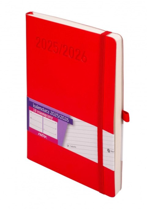 Kalendarz książkowy (terminarz) 18-M-CY TNS CZERWONY A5 Antra (2025/2026) Antra