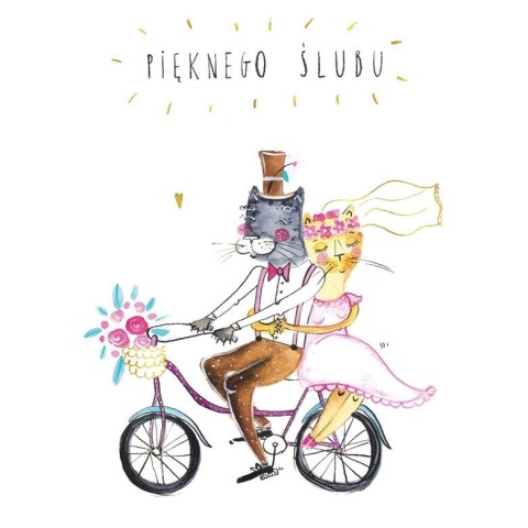 Kartka składana B6 KARNET B6 Ślub KOTY NA ROWERZE Henry (5907465665339) Henry
