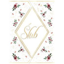 Kartka składana A5 Karnet A5 SLUB RÓŻE Z TORTU Henry (5905701482887) Henry