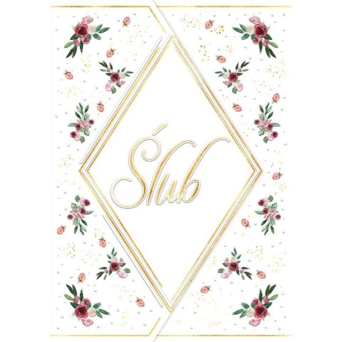 Kartka składana A5 Karnet A5 SLUB RÓŻE Z TORTU Henry (5905701482887) Henry