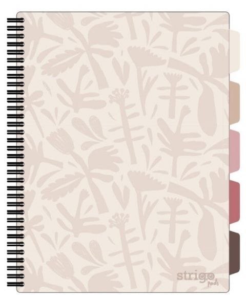 Kołozeszyt (kołonotatnik) FLORAL BEŻOWY A4 100k. 80g krata Strigo (PADS044) Strigo