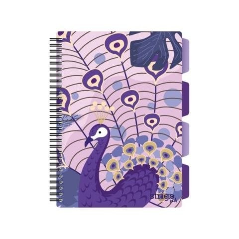 Kołozeszyt (kołonotatnik) JUNGLA FIOLETOWY B5 100k. 80g krata Strigo (PADS041) Strigo