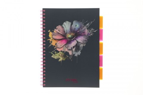 Kołozeszyt (kołonotatnik) KWIAT granatowy A4 100k. 80g krata Strigo (PADS075) Strigo