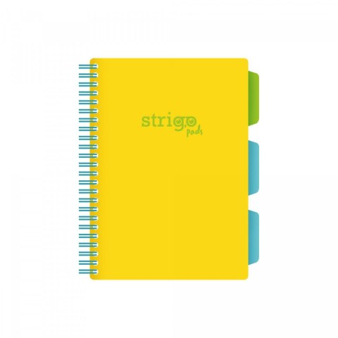 Kołozeszyt (kołonotatnik) NEON żółty A5 100k. 80g krata Strigo (PADS017) Strigo