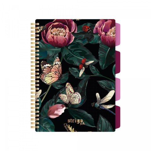 Kołozeszyt (kołonotatnik) PASTELOWY ZIELONY KWIATY B5 100k. 80g krata Strigo (PADS080) Strigo