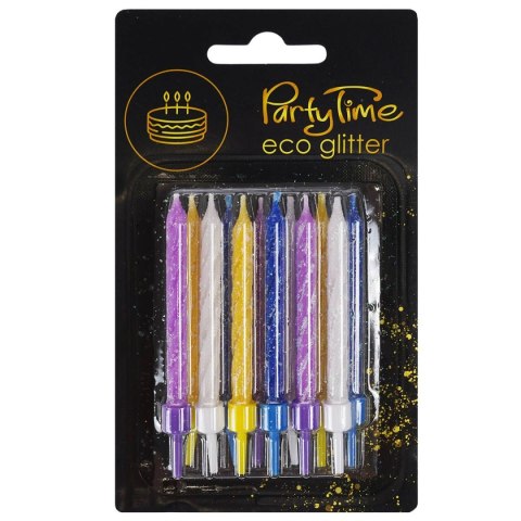 Świeczka urodzinowa eko brokat 12szt. Arpex (DS2455) Arpex