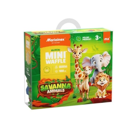 Klocki konstrukcyjne Mini Waffle 100el Animals Sawanna Marioinex (5903033907085) Marioinex