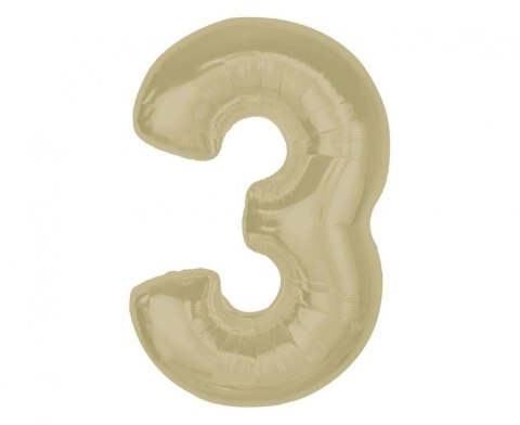 Balon foliowy Smart cyfra 3, matowa latte, 92 cm Godan (CH-S9L3) Godan