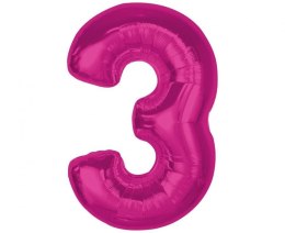 Balon foliowy Smart cyfra 3, różowa, 92 cm Godan (CH-S9R3) Godan