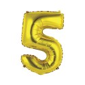 Balon foliowy cyfra 5 złoty 35 cm Godan (FG-C35Z5) Godan