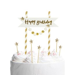 Dekoracja na tort Happy Birthday - pomponiki złote Arpex (KK0133ZLO-7690) Arpex