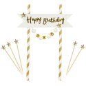 Dekoracja na tort Happy Birthday - pomponiki złote Arpex (KK0133ZLO-7690) Arpex