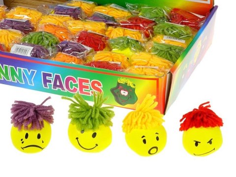 Gniotek buźka 5x6cm z włosami z włóczki Adar (560093) Adar