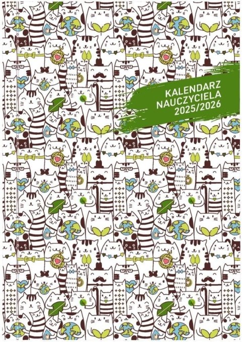 Kalendarz nauczyciela książkowy (terminarz) PCV KOTY bezbarwny B6 Wydawnictwo Wokół Nas (A5TN089B) Wydawnictwo Wokół Nas