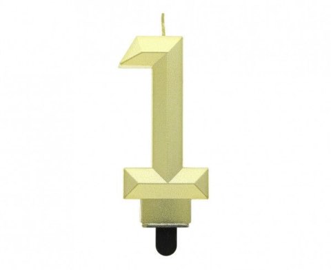 Świeczka urodzinowa cyferka 1 - Diament, metalik złoty, 7.6 cm Godan (PF-SDZ1) Godan