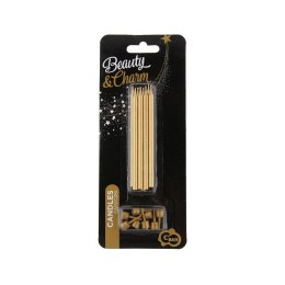 Świeczka urodzinowa złote z podstawkami 10 cm/ 8 sztuk Godan (PF-SUZL) Godan