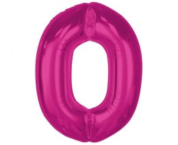 Balon foliowy Smart cyfra 0, różowa, 92 cm Godan (CH-S9R0) Godan