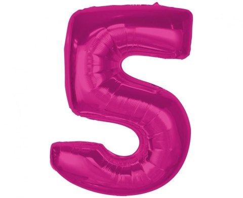 Balon foliowy Smart cyfra 5, różowa, 92 cm Godan (CH-S9R5) Godan